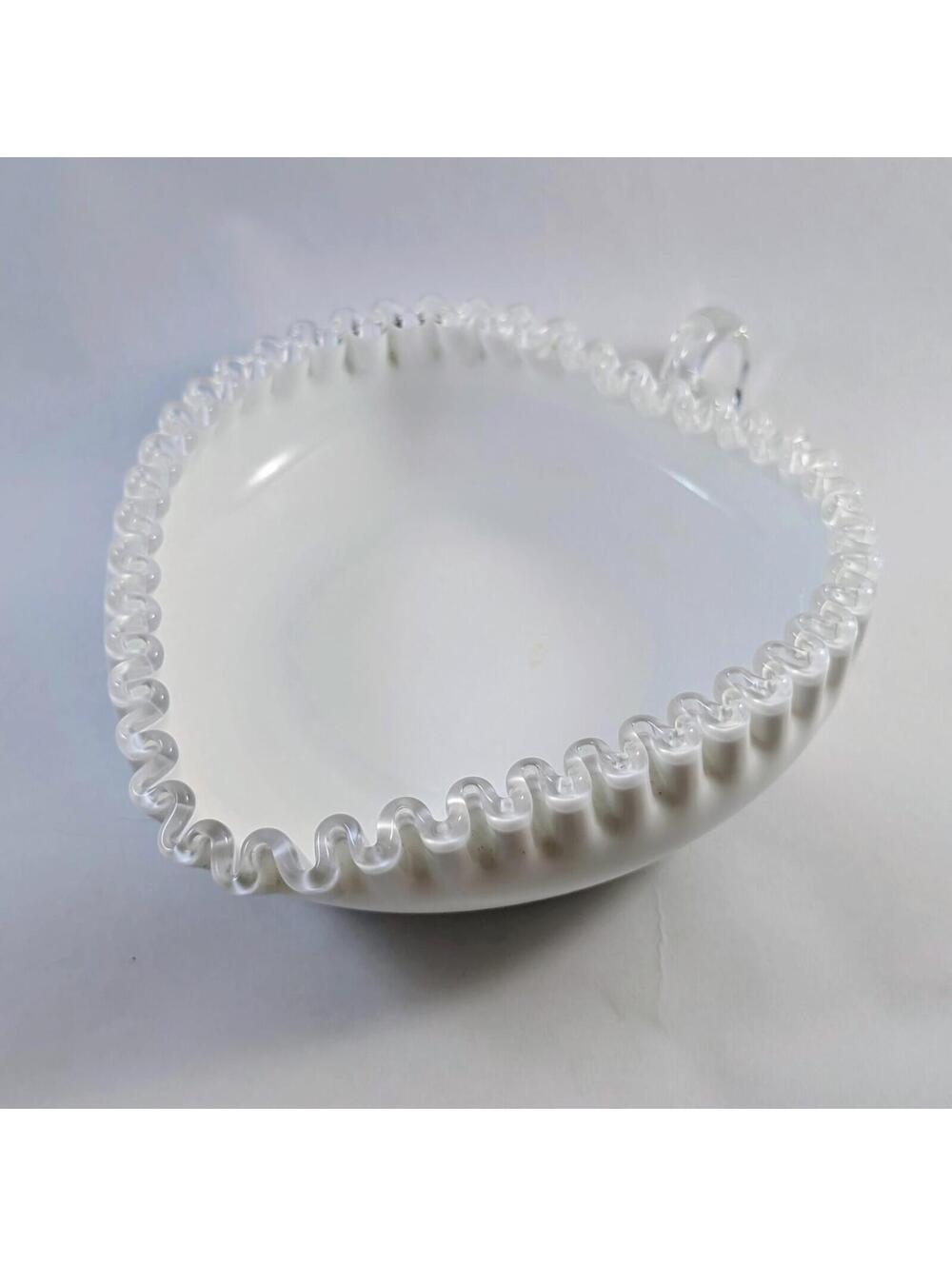Fenton Silver Crest Milk Glass Heart-Shaped Dish